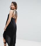 Asos Design Maternity Strap Back Midi Dress - Black