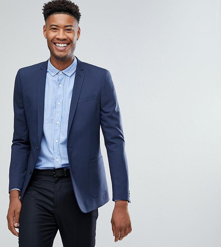 Asos Tall Skinny Blazer In Blue - Blue