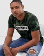 Hollister Chest Embroidered Box Logo T-shirt In Camo Print - Green