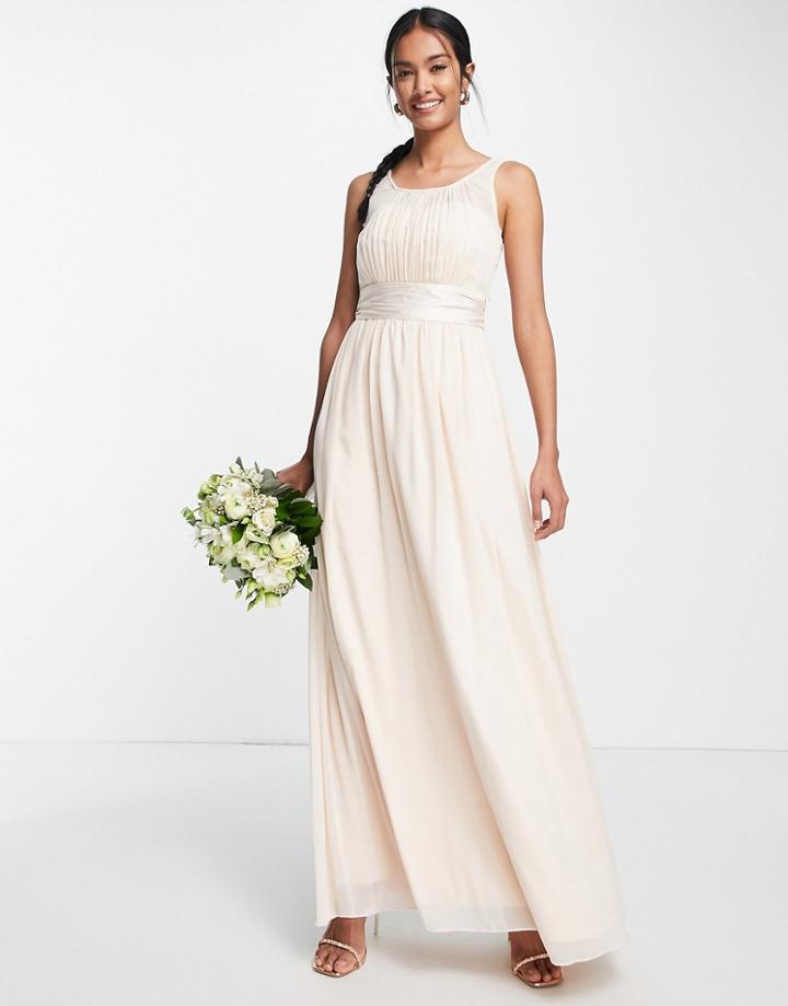 Little Mistress Bridesmaid Chiffon Maxi Dress In Blush-pink
