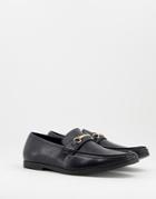 Truffle Collection Snaffle Trim Loafers In Black Faux Leather