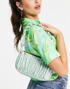 Glamorous Ruched Shoulder Bag With Braided Strap Detail-green