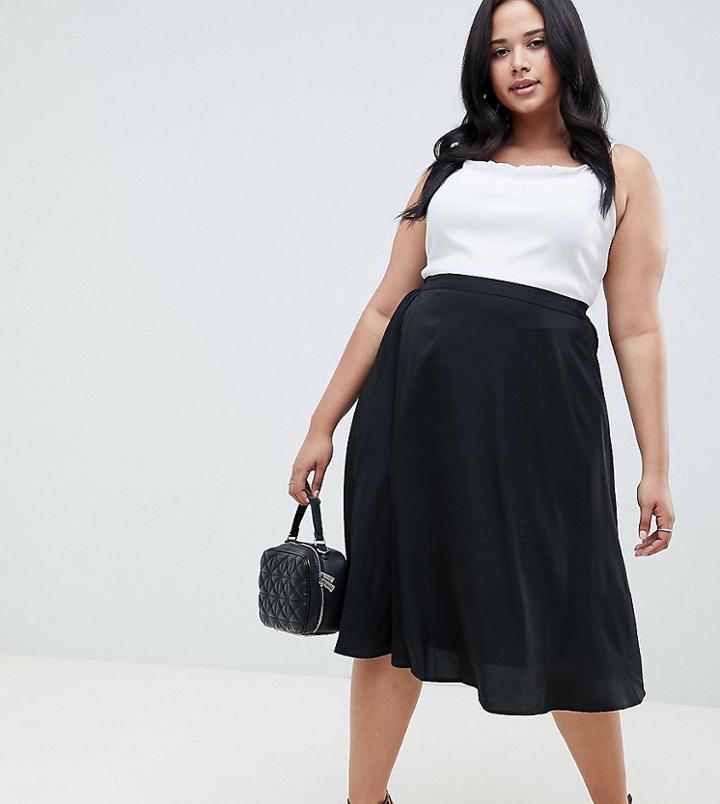Ax Paris Plus Black Flippy Skirt - Black