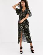 Never Fully Dressed Wrap Midi Dress In Moon Print-multi