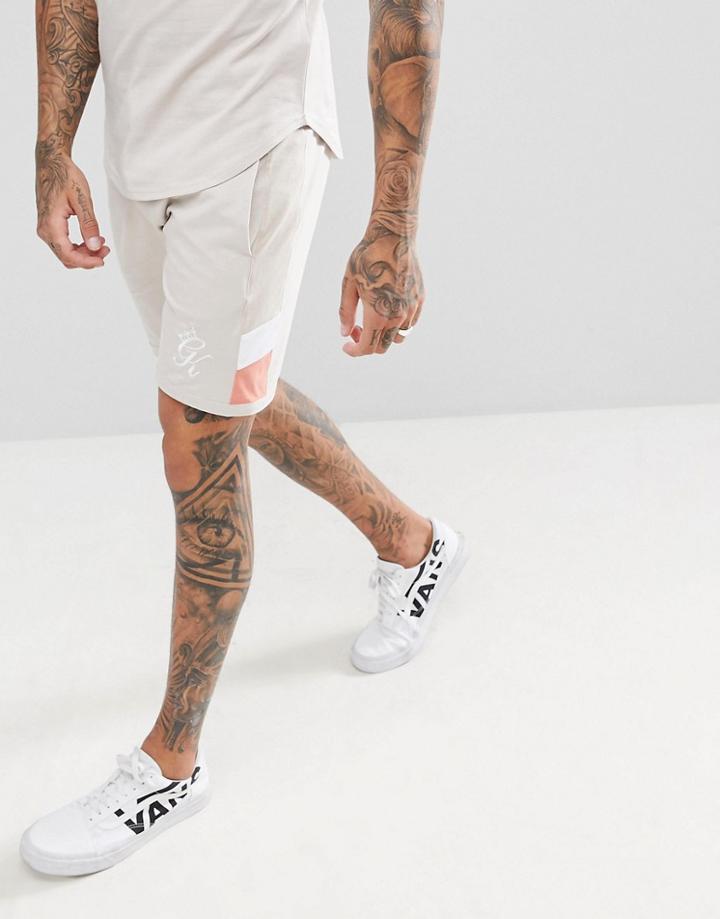 Gym King Retro Shorts In Beige - Beige