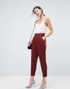 Asos High Waist Tapered Pants - Red