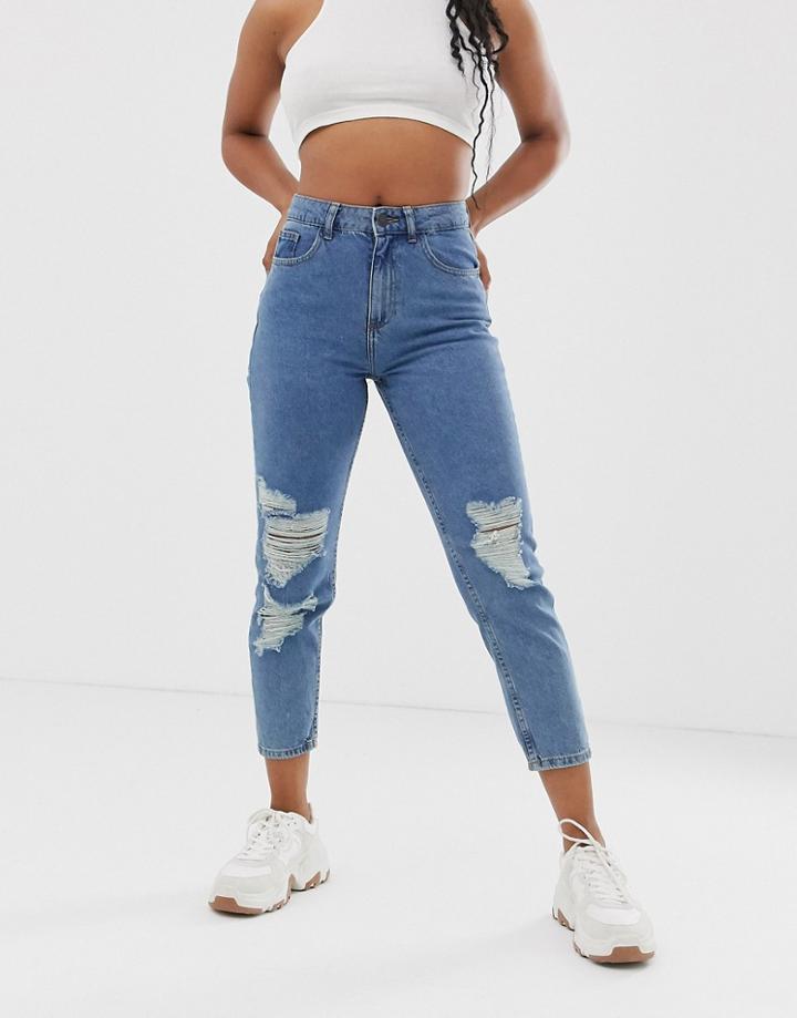 Noisy May Distressed Mom Jean In Blue-blues