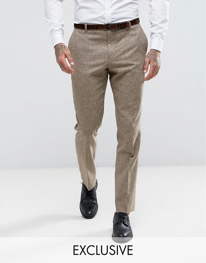Heart & Dagger Slim Suit Pants In Fleck - Stone