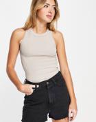 Stradivarius Seamless Long Tank Top In Stone-neutral