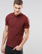 Asos Polo Shirt In Chestnut Pique With Button Down Collar With Logo - Red