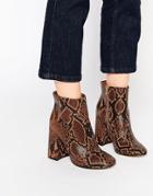 Asos Edwina Ankle Boots - Brown Snake