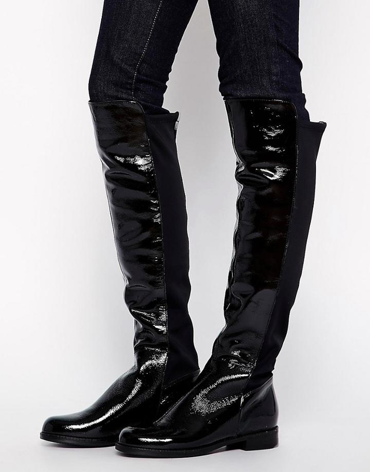 Aldo Dyanna Stretch Back Patent Over The Knee Boots - Black