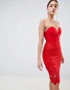 Rare Sweetheart Pencil Crochet Dress - Red