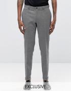 Noak Skinny Smart Pants With Turn Up In Monochrome Texture - Black