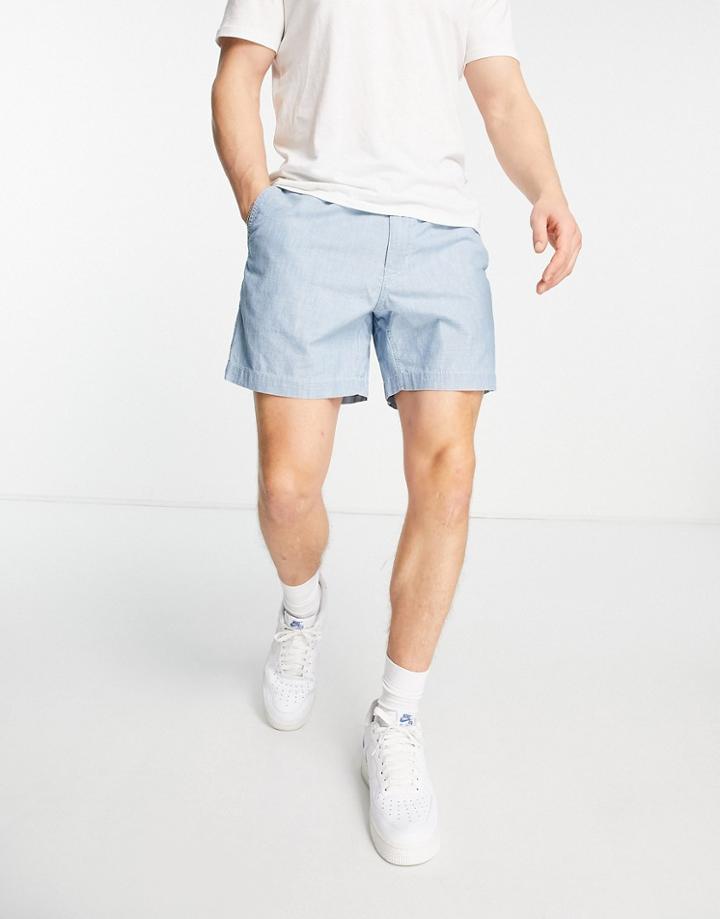 Polo Ralph Lauren Prepster Icon Logo Chambray Shorts In Mid Wash-blue