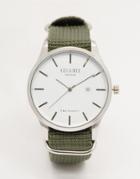 Reclaimed Vintage Logo Military Watch In Green Canvas - Green