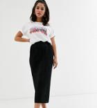 Asos Design Petite Plisse Column Maxi Skirt-black