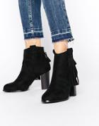 Truffle Collection Seren Fringe Heeled Ankle Boots - Black Suede