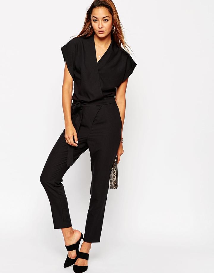 Asos Jumpsuit With Tie Waist - Black