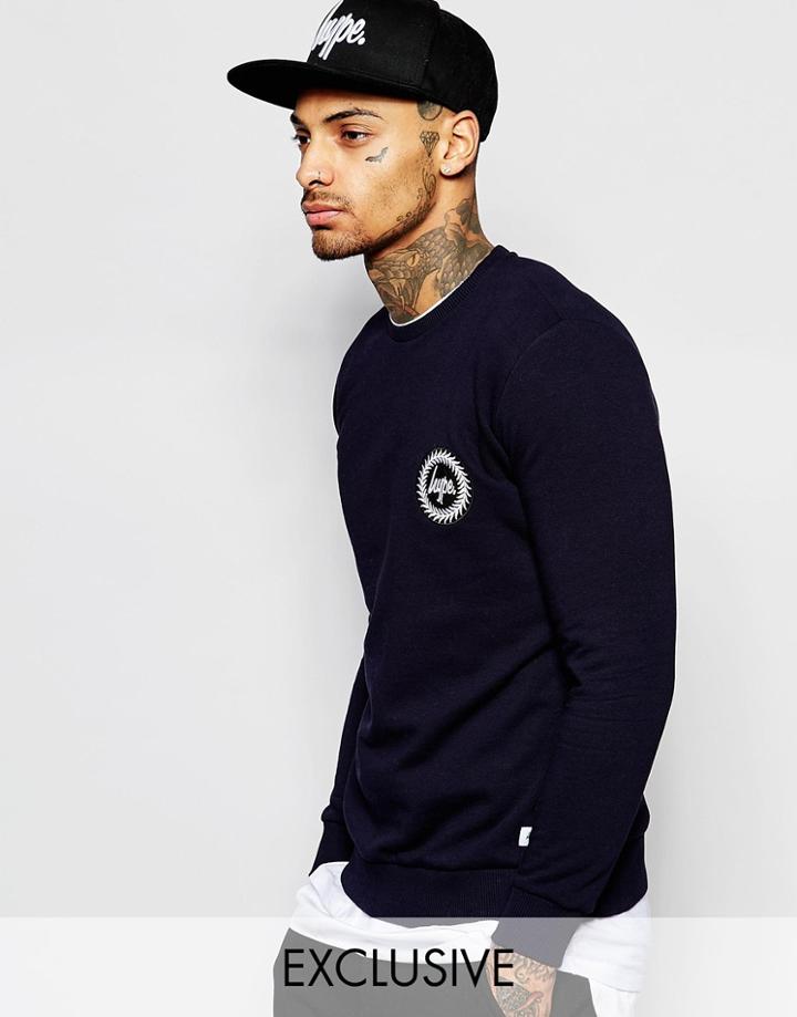 Hype Sweatshirt With Crest Logo - Navy