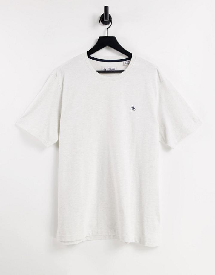 Original Penguin Pinpoint Embroidered T-shirt-grey