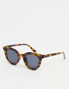 Aj Morgan Round Sunglasses In Tortoise Shell With Black Lens-brown