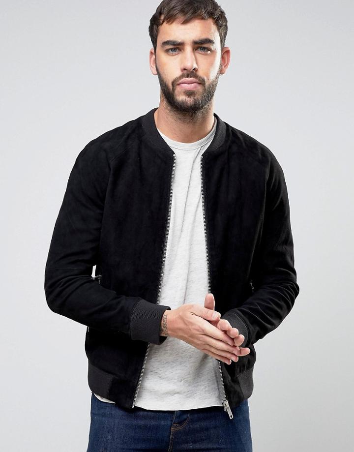 Jack & Jones Premium Suede Bomber - Black