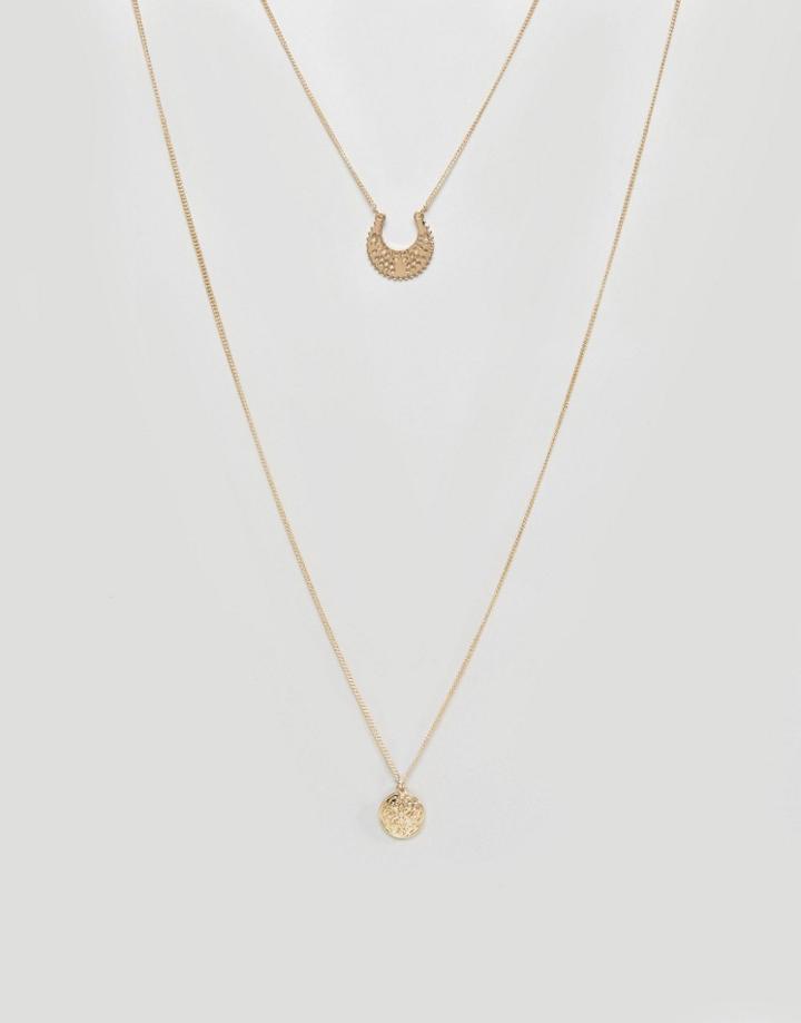 Asos Pretty Filigree Multirow Necklace - Gold