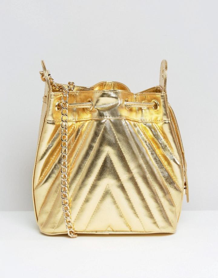 Asos Quilted Duffle Bag - Gold
