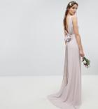 Tfnc Tall Sateen Bow Back Maxi Bridesmaid Dress - Brown