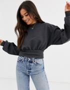 Asos Design Boxy Batwing Super Soft Sweat In Charcoal Marl-black
