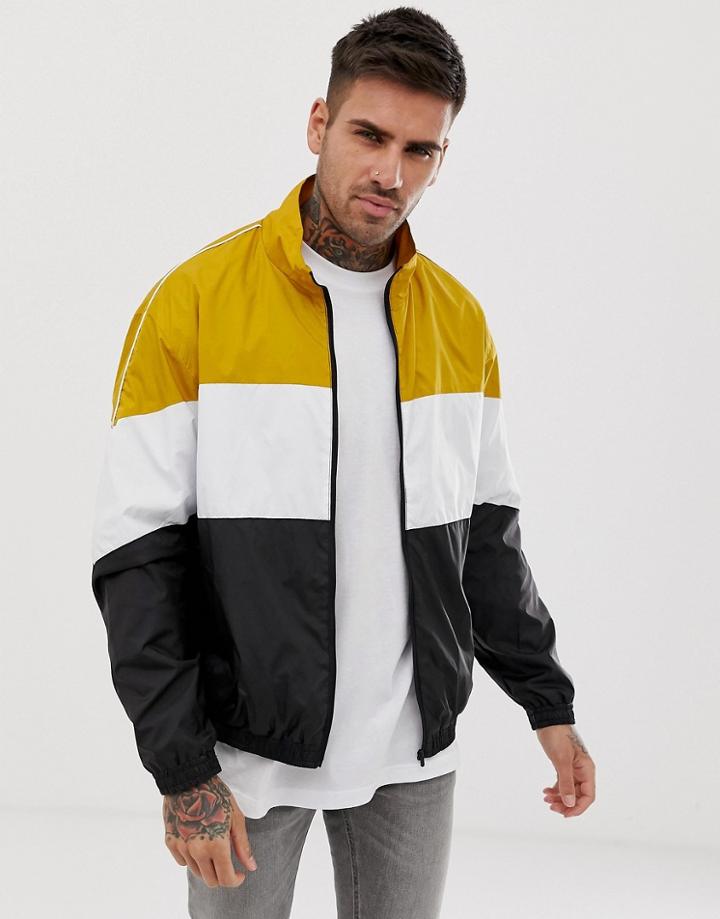Bershka Windbreaker Jacket With Color Blocking In Yellow - Multi