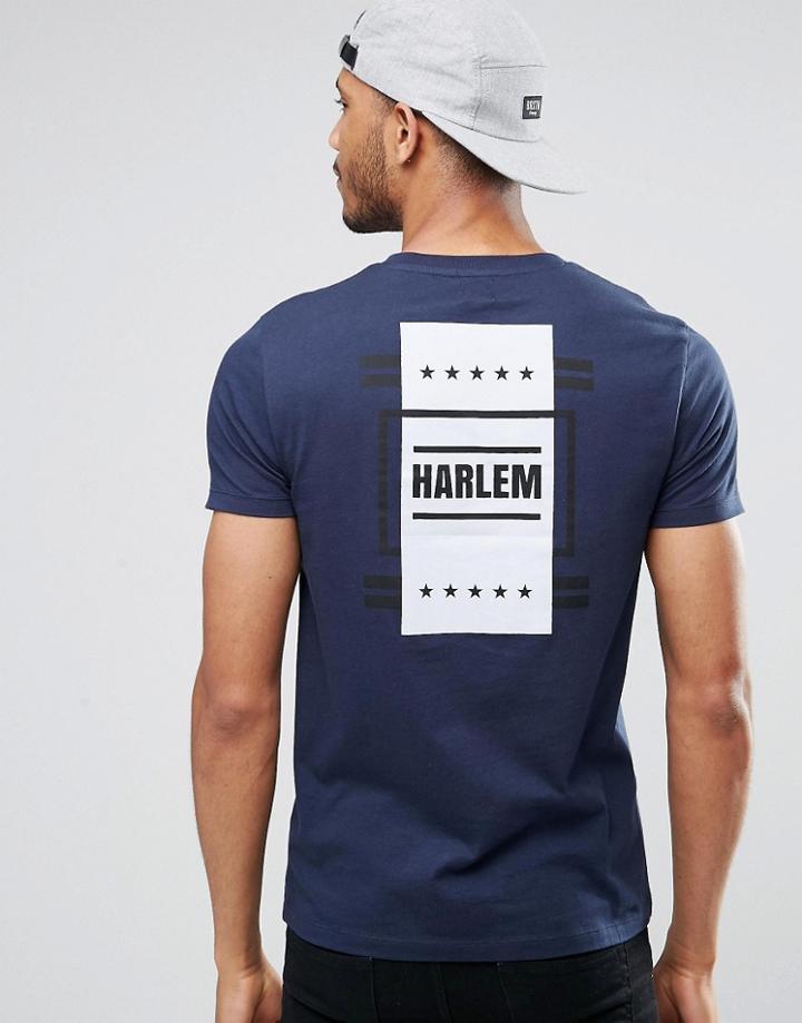 Asos T-shirt With Harlem Flag Back Print - Navy