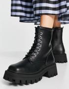 Asos Design Avid Extreme Square Toe Lace Up Boots In Black