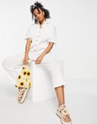 Asos Design Button Up Shirt Jumpsuit In White