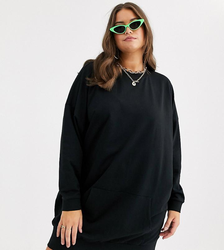 Asos Design Curve Sweat Dress With Front Pocket
