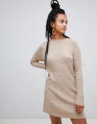 Mango Sweater Dress Ribbed - Brown