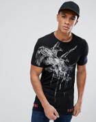 Asos Longline Muscle T-shirt With Eagle Print - Black