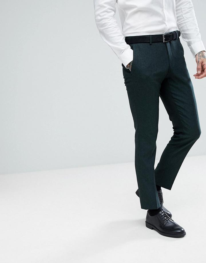 Selected Homme Skinny Suit Pants In Forest Green - Green