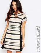 Little Mistress Petite Dress With Striped Panel - Stripe