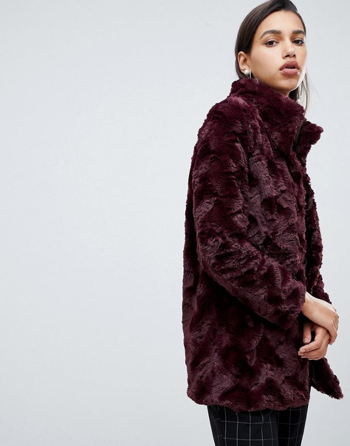 Vero Moda Faux Fur Coat - Red