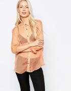 Ganni Santa Fe Chiffon Coral Shirt - Phesant