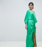 Asos Tall Kimono Twist Front Maxi-gray