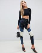 Asos Design Biker Pant In Pu-multi