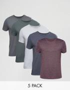Asos Muscle T-shirt 5 Pack - Multi