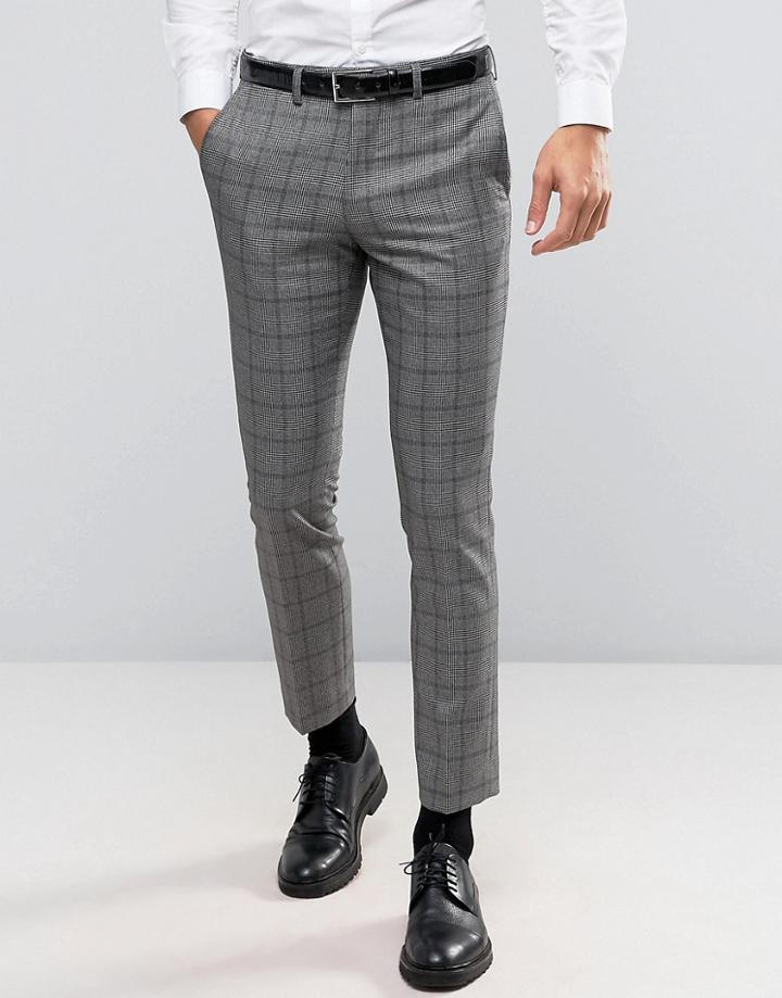 Rudie Slim Fit Suit Pants In Prince Of Wales Check - Black