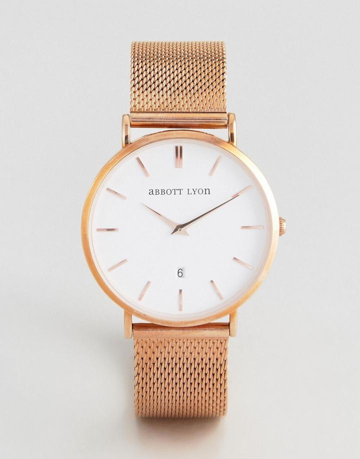 Abbott Lyon Kensington 40 Mesh Watch In Rose Gold - Gold