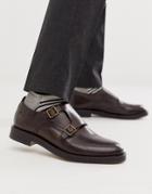 Base London Milligan Double Buckle Monk Shoes In Brown