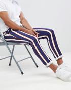 Asos Design Skinny Pants In Navy Stripe - Navy