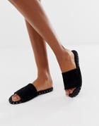 Asos Design Jarvis Suede Studded Espadrille Mules - Black
